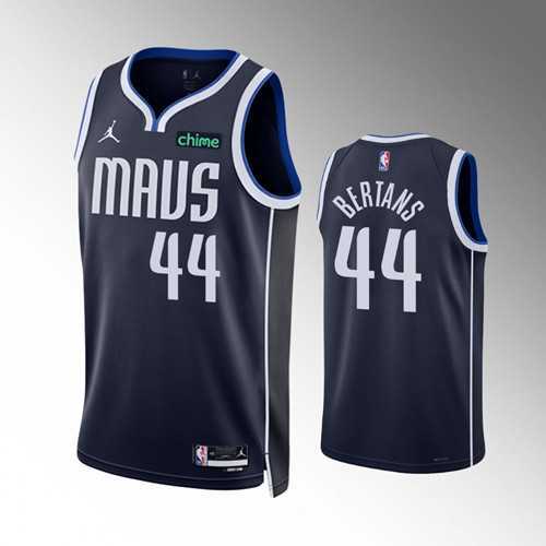 Mens Dallas Mavericks #44 Davis Bertans Navy Statement Edition Stitched Basketball Jersey Dzhi